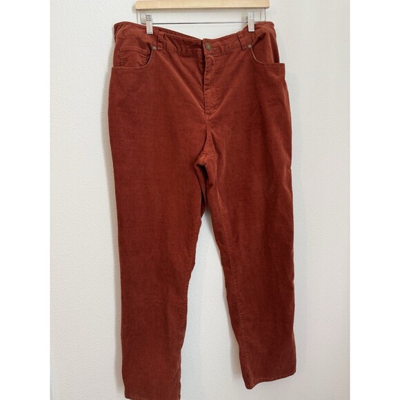 Coldwater Creek Corduroy Pants Jean Stretch Straight Leg Size 18 Rust Red Fall - Picture 1 of 6